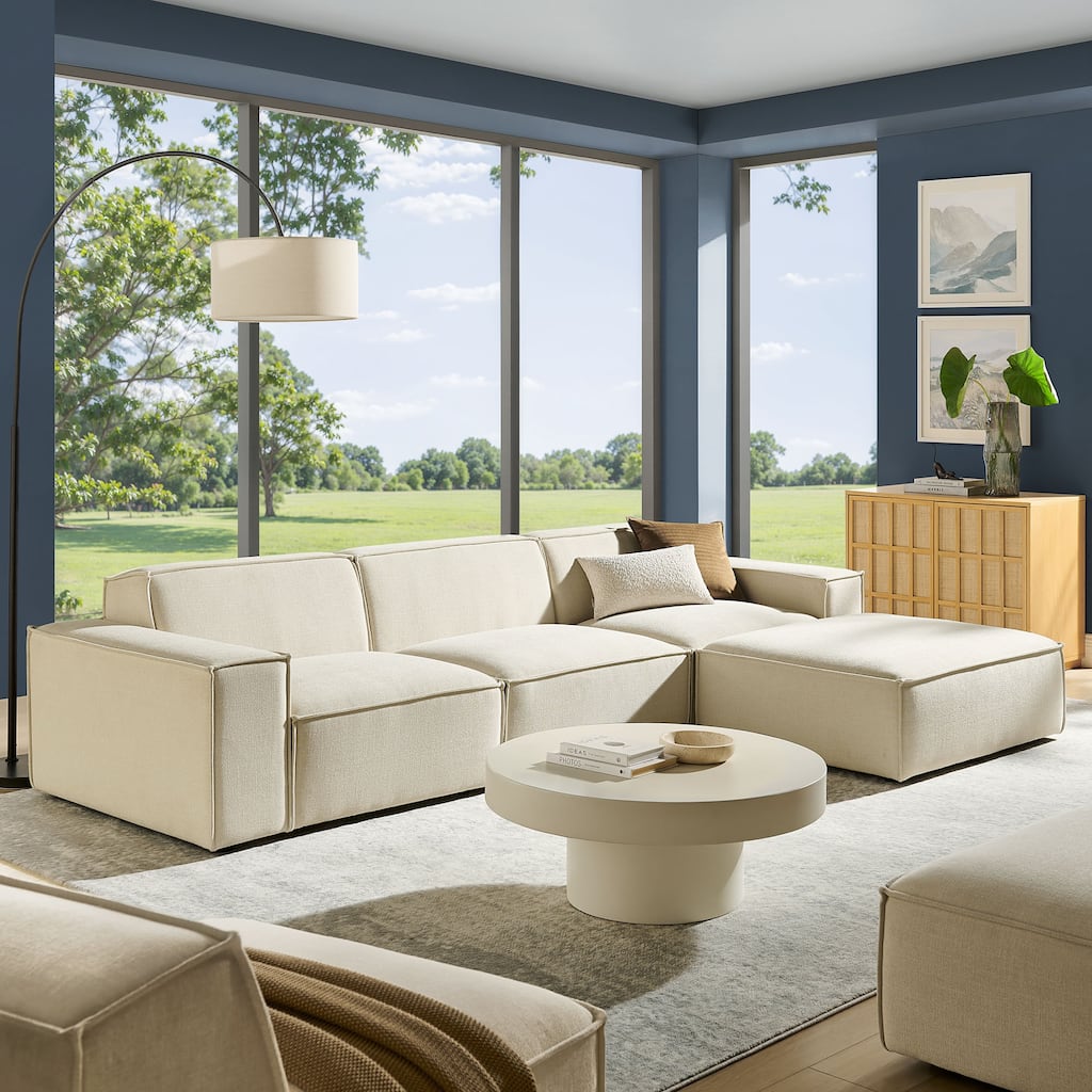 Restore 4-Piece Performance Fabric Upholstered Modular Sofa Set with Ottoman