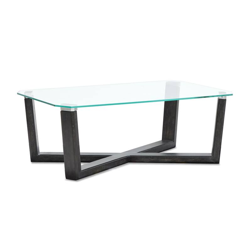 Magnussen Home Wexler Black Truffle And Clear Glass Rectangular Cocktail Table - 46.88''W x 30''D x 17''H - 46.88''W x 30''D x 17''H
