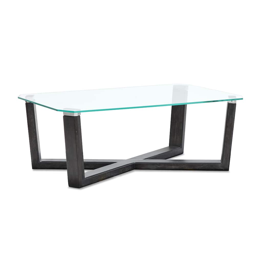 Magnussen Home Wexler Black Truffle And Clear Glass Rectangular Cocktail Table - 46.88''W x 30''D x 17''H