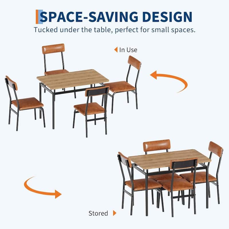 Kitchen Dining Table Set for 4 with Chairs for Kitchen Room and Small Spaces