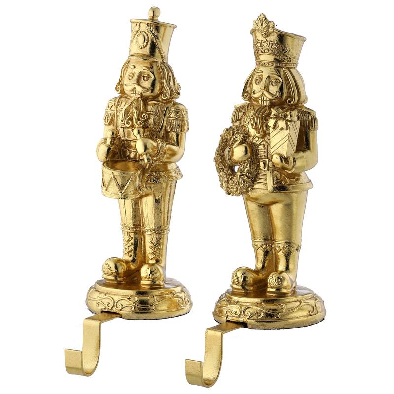 10.5" Resin Nutcracker Stocking Holder Set of 2
