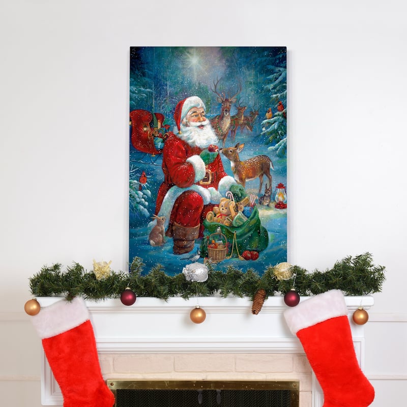 Santa's Woodland Friends-Premium Gallery Wrapped Canvas - Ready to Hang
