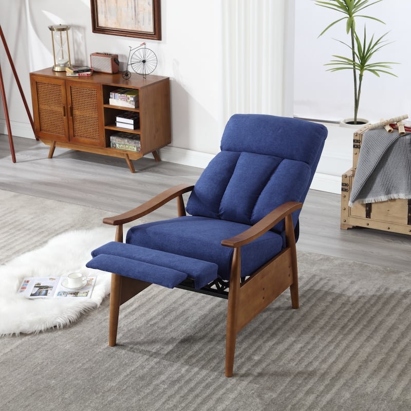 Modern Adjustable Recliner Chair, Wood Frame Armchair Accent Chair Lounge Chair Upholstered Sofa Chair for Living Room