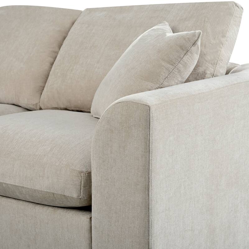 Oversized Modular Sectional Sofa, 7 Seater Corner Sofa, L-Shape Sofa Set with Movable Ottoman, Plush Chenille Fabric Large Sofa