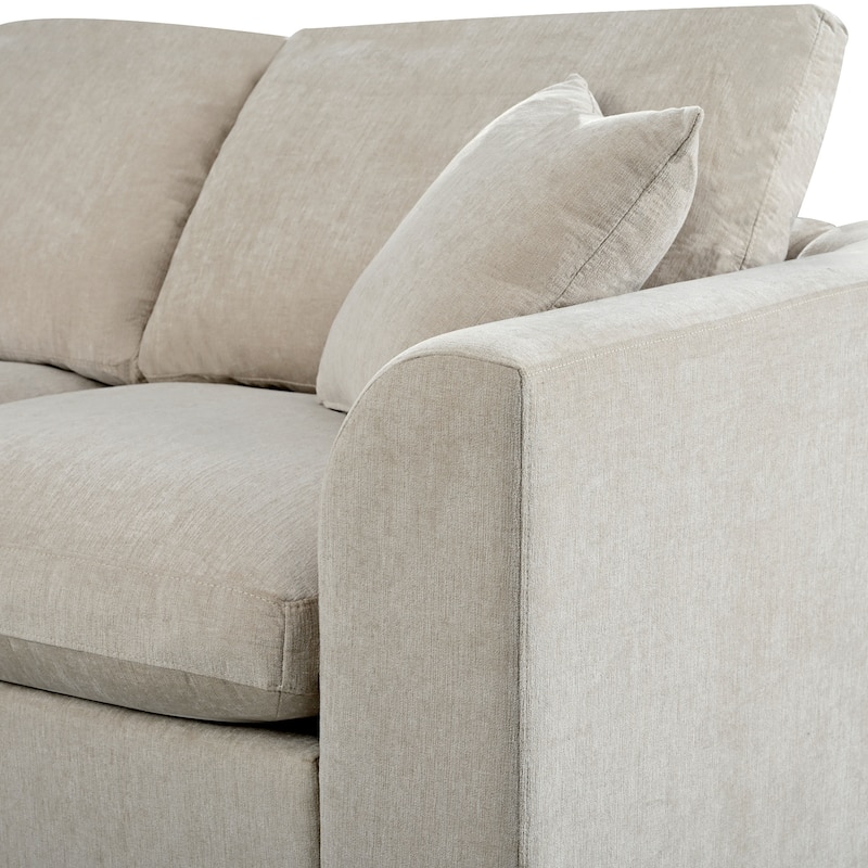 Roomfitters 124.8" 7-Seater Modular Sectional Sofa, Large Modern L-Shaped Upholstered Couch with Ottoman for Living Room, Beige