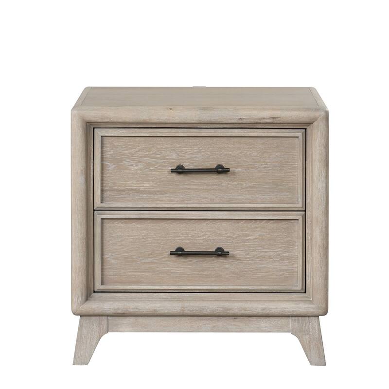 Transitional Nightstand - Oak Finish with Angled Feet & Dovetail Drawers