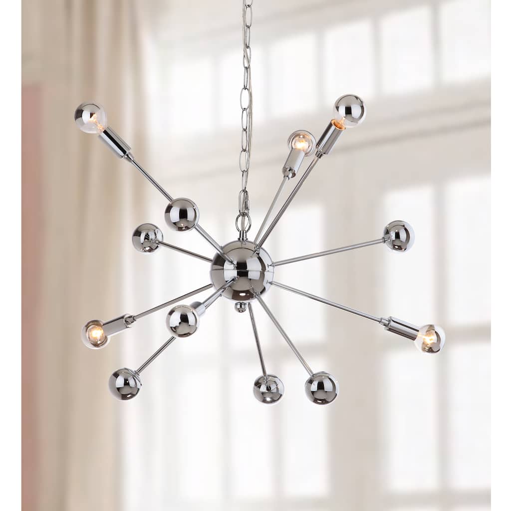 SAFAVIEH Lighting Anitra 25-inch Sputnik 6-Light Chrome Adjustable Pendant Lamp - 24.75"x24.75"x22-94" - 25Wx25Dx94H