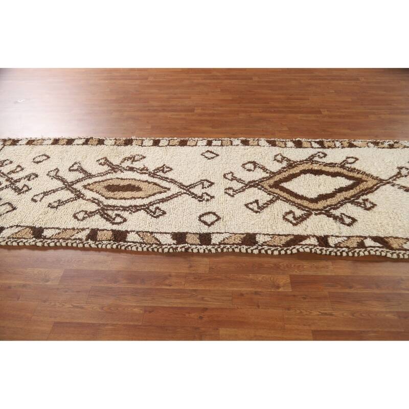 Vegetable Dye Anatolian Turkish Runner Rug Hand-knotted Wool Carpet - 3'3"x 10'4"