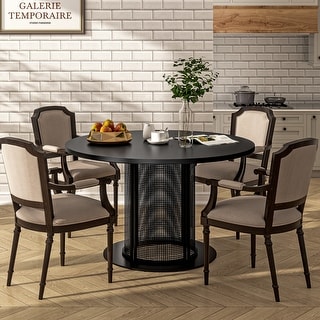 Round Metal Dining Table with Mesh Pedestal Base - Bed Bath & Beyond ...