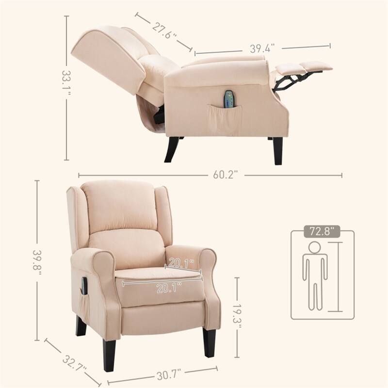 Electric Massage Recliner Chair with Lumbar Heat, Vibrating Back & Footrest