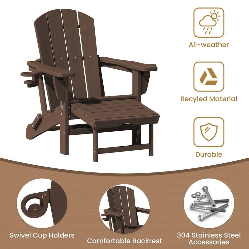 Folding Outdoor Chair with 3-Position Reclining Backrest & Telescoping Footrest