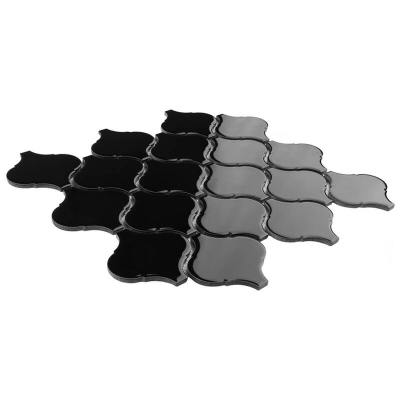 Merola Tile Metro Lantern Glossy Black 9.75" x 10.25" Porcelain Mosaic Tile