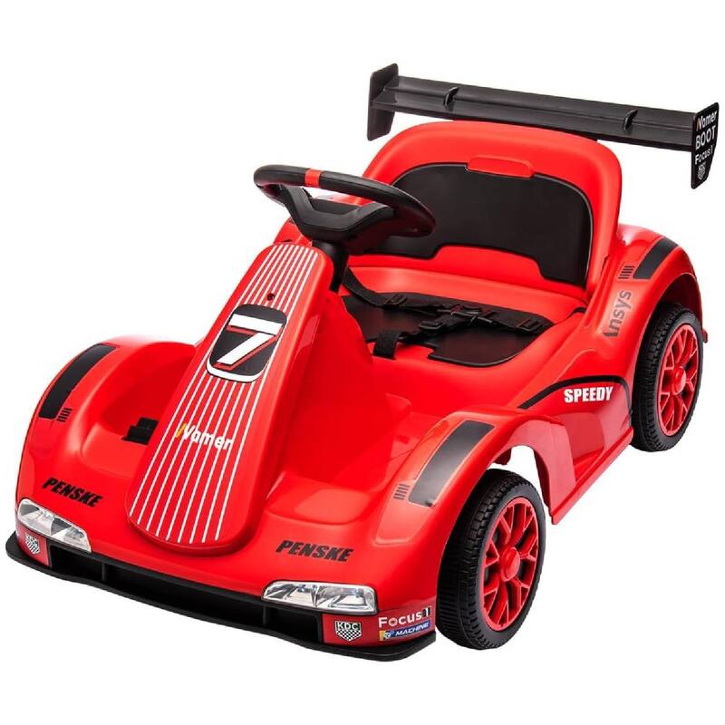 Kids Electric Go Kart, 6V Ride-On Racer Car Toy for Kids Best Gift - Red