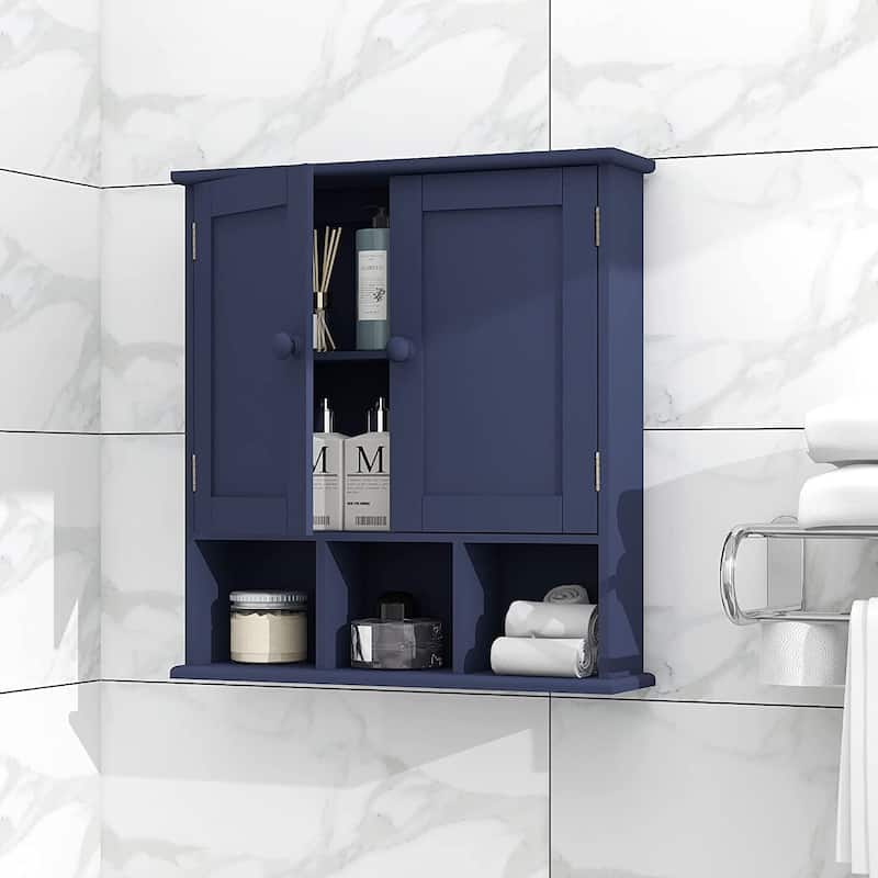 Black Bathroom Wall 2 Door Adjustable Shelves