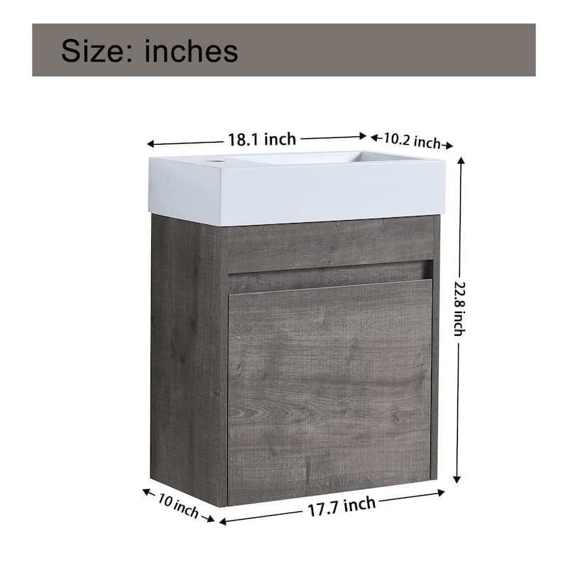 18 Inch Single Sink Bathroom Vanity with Soft Close Door, 18x10