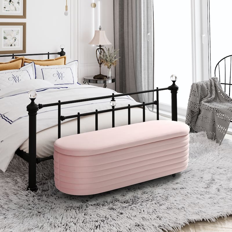 Farrah Velvet Polyester Flip Top Storage Ottoman - 54"