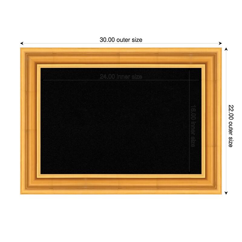 Sierra Gold Wood Framed Cork Board - Bulletin Board, Organization Board, Pin Board - Black - 30 x 22 in