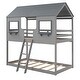 preview thumbnail 5 of 7, Gray Twin Bunk Bed with Roof and Window