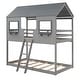 preview thumbnail 5 of 17, Playhouse Design Twin Over Twin Bunk Bed Wood Bed with Roof, Window, Guardrail, Ladder