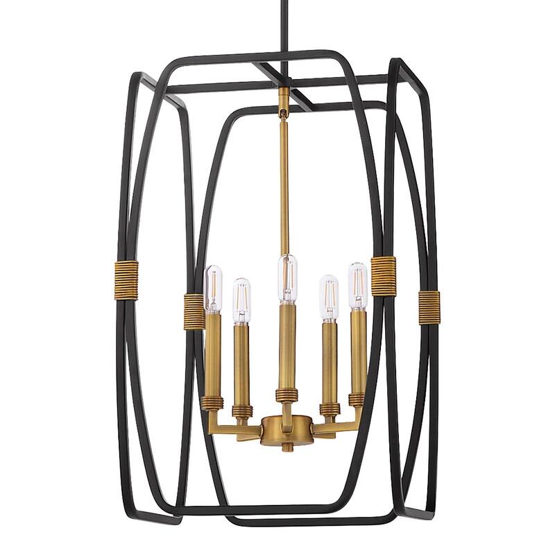 Quorum International 880-5 Bishop 5 Light 15" Wide Taper Candle - Matte Black / Brushed Brass
