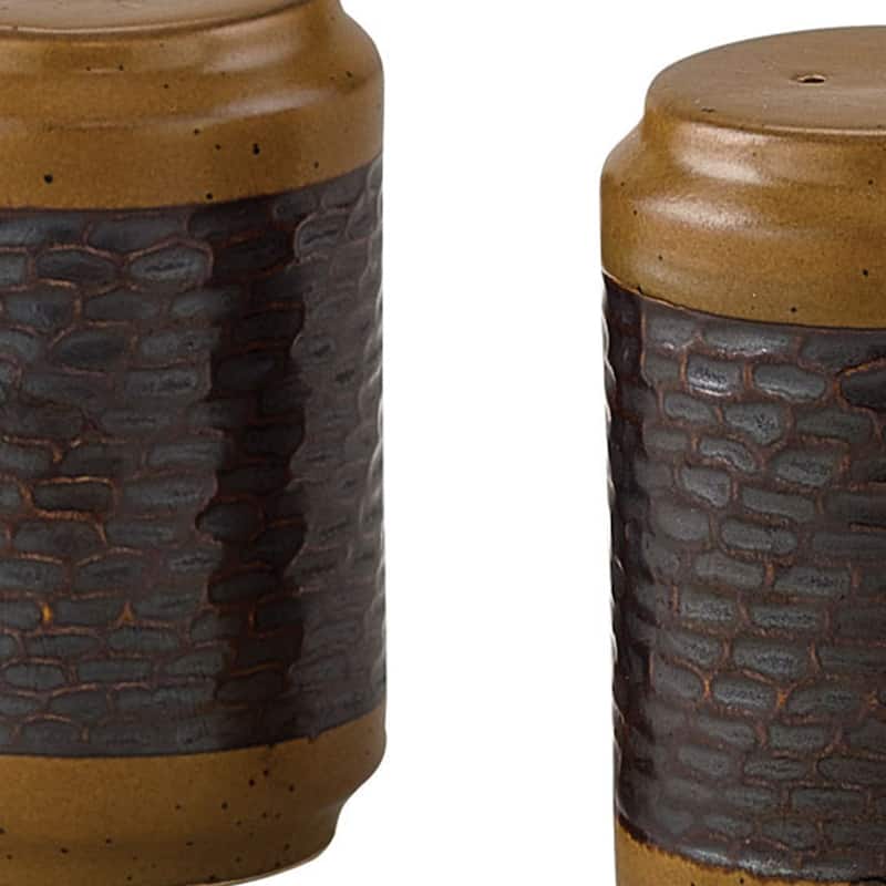 Park Designs Brown Ceramic Salt & Pepper Shaker Set - 3.5"H x 2.25"Dia