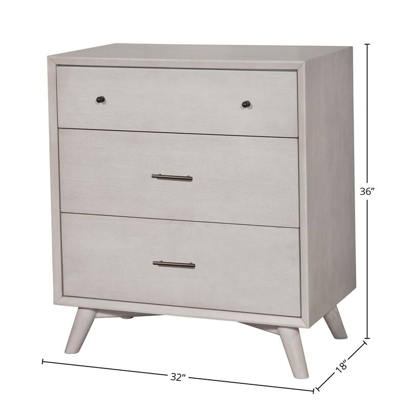 Alpine Furniture Flynn Mid Century Modern Wood 3 Drawer Accent Chest in Gray