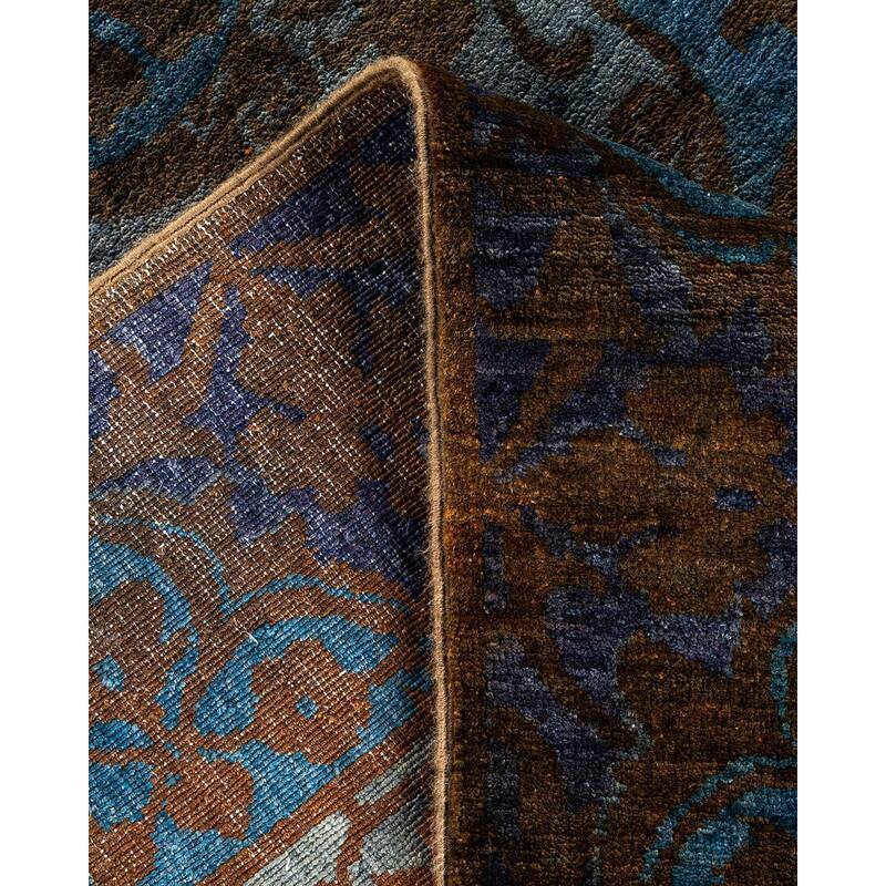 Overton Hand Knotted Wool Vintage Inspired Modern Contemporary Overdyed Blue Area Rug - 6' 1" x 8' 10"
