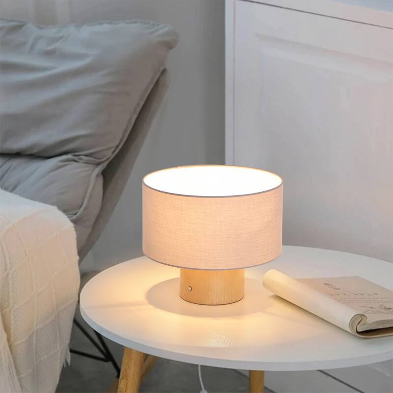 10 in. Modern Small Table Lamp with Corduroy Shade and Touch Switch for Kid Room, Living Room