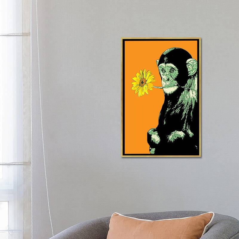 iCanvas "Flower Monkey" by Steez Framed