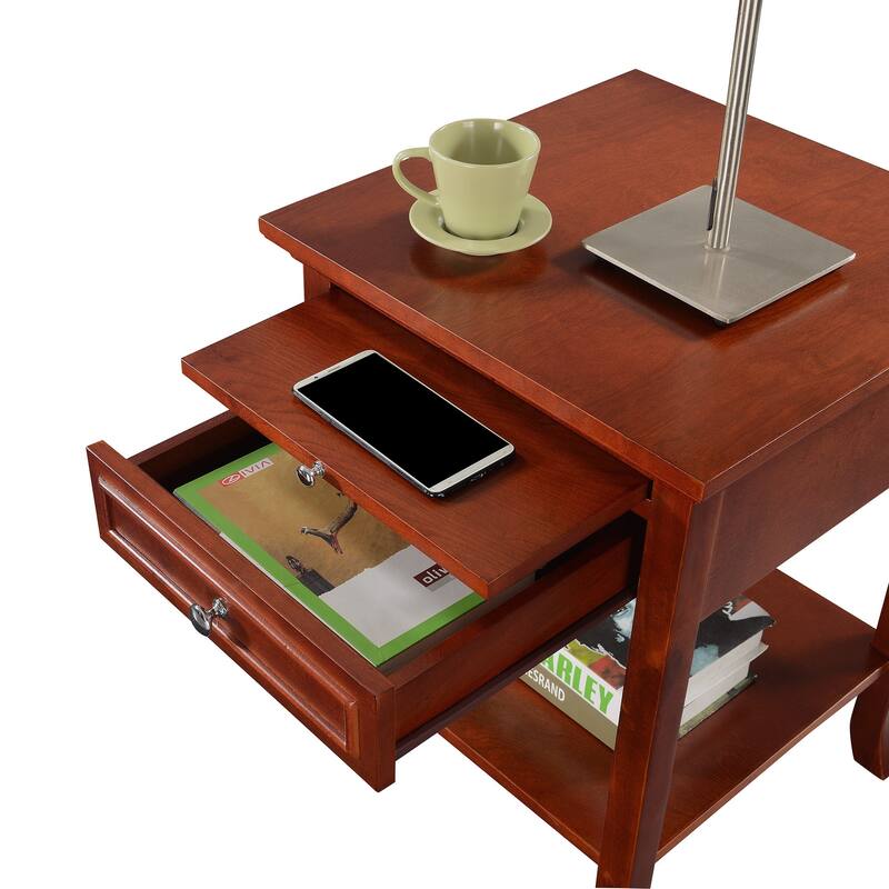 Convenience Concepts American Heritage Logan 1 Drawer End Table with Pull-Out Shelf