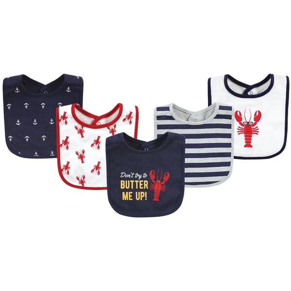 slide 1 of 1, Hudson Baby Infant Boys Cotton Bibs, Butter Me Up Lobster, One Size - Butter Me Up Lobster - One Size One Size - Butter Me Up Lobster