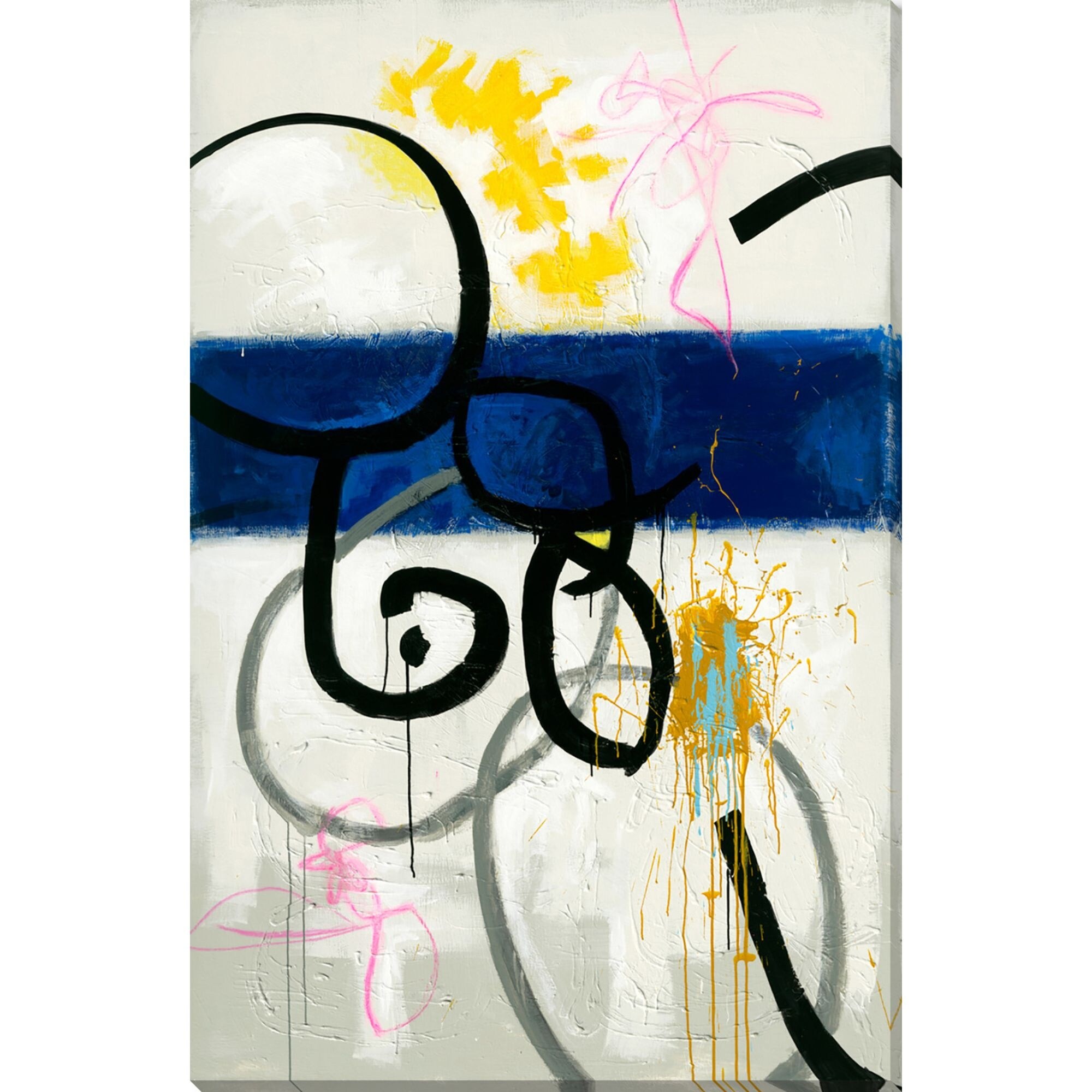 Shop 32 X 48 Ivory And Navy Blue Rectangular Canvas Wall Art Decor Other Frame Size On Sale Overstock 28685390