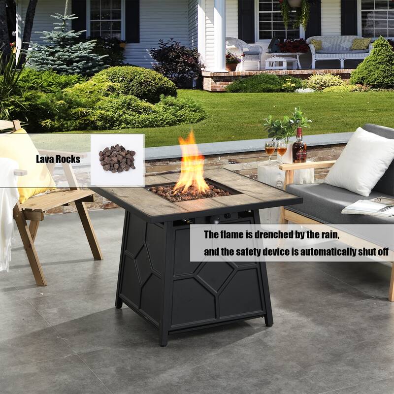 28" 40,000 BTU Auto-Ignition Propane Gas Firepit with Waterproof Cover