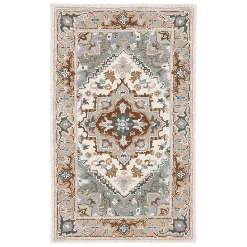 SAFAVIEH Handmade Heritage Asia Traditional Oriental Wool Rug - 2' x 3' - Ivory/Light Blue