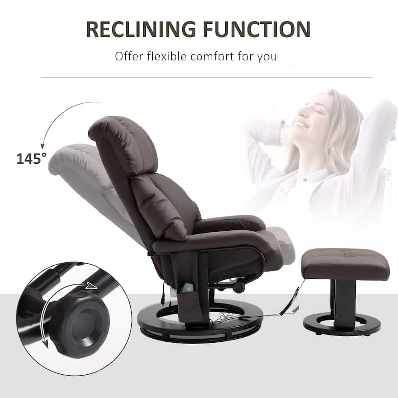 Massage Recliner Chair with Ottoman - Brown