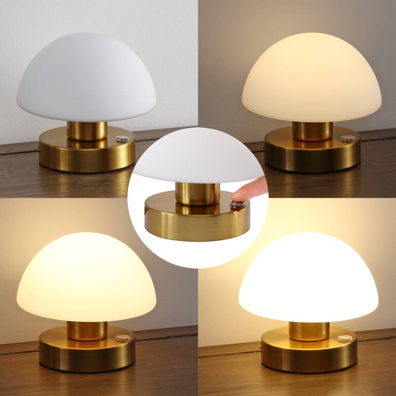 Nolan 5.75" Bohemian Farmhouse Iron Wireless Rechargeable Integrated LED Table Lamp, Oil Rubbed Bronze/White by JONATHAN Y