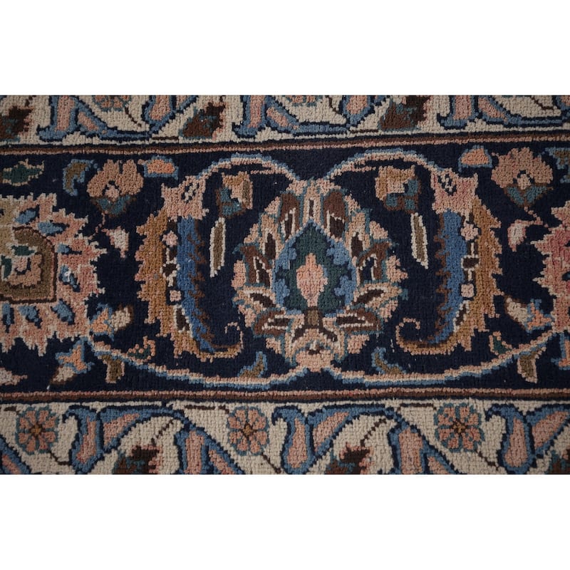 Traditional Mashad Persian Vintage Area Rug Hand-Knotted Wool Carpet - 8'4"x 11'2"