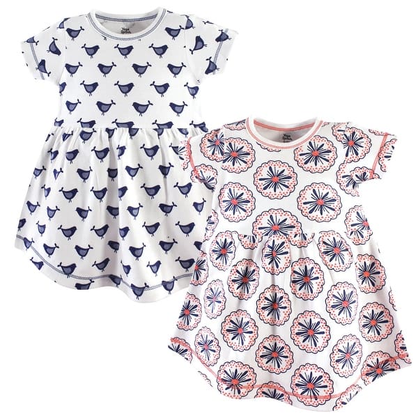 slide 1 of 1, Yoga Sprout Baby and Baby Girl Cotton Short-Sleeve Dresses 2pk, Bloom 18-24 Months - Bloom