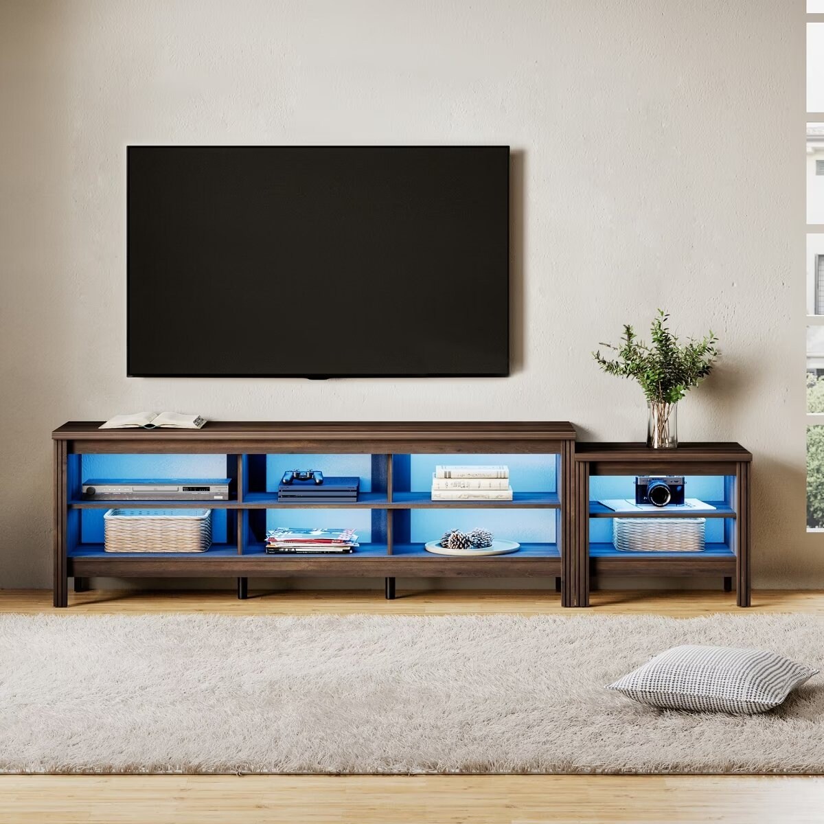 Large TV Stand for 75 85 Inch TV Entertainment Center End Table Set