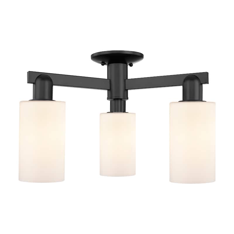 Innovations Lighting 716-3F-11-22 Clymer Semi-Flush Clymer 3 Light 22" - Matte Black / Matte White