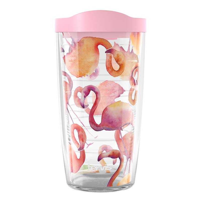 Tervis Flamingo Splash Made in USA Double Walled Insulated Travel Tumbler, Classic - 16oz