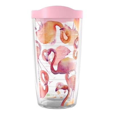 Tervis Flamingo Splash Made in USA Double Walled Insulated Travel Tumbler, Classic