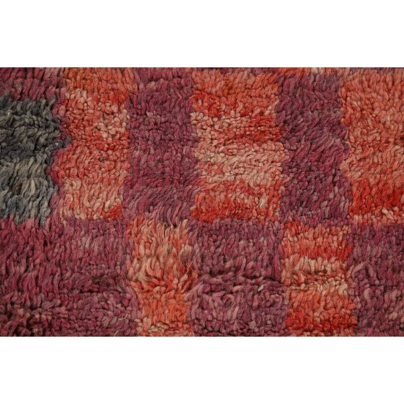 Geometric Plush Moroccan Oriental Rug Hand-Knotted Grey Wool Carpet - 7'9" x 10'5"