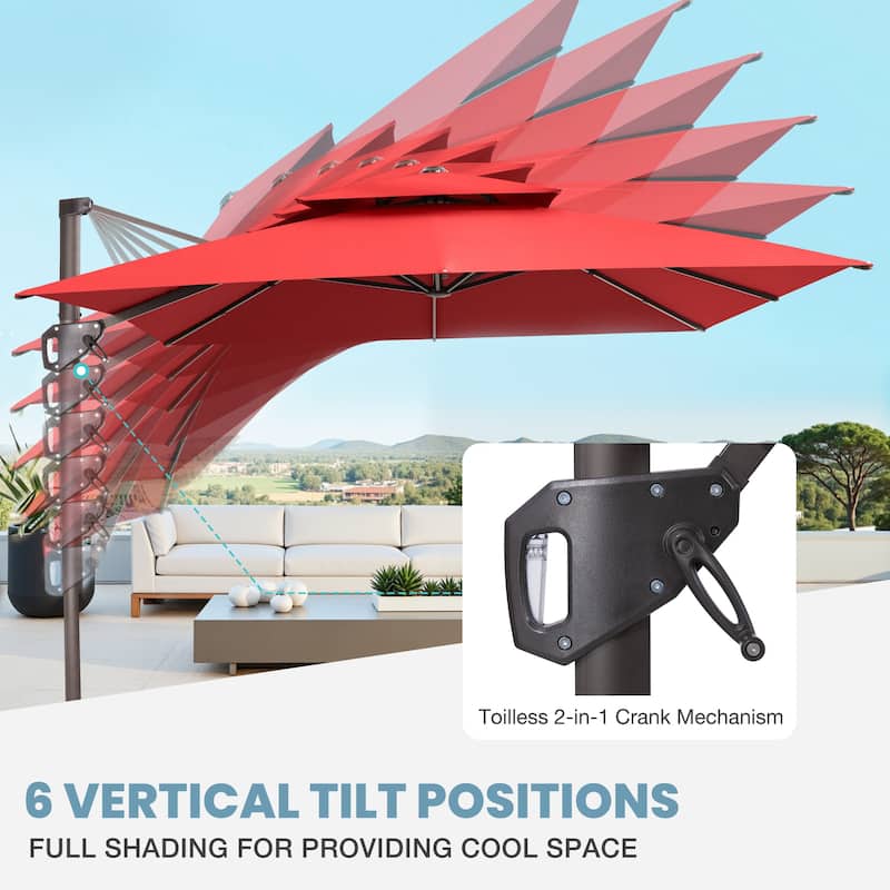 VredHom Patio Outdoor 9 x 11 FT Cantilever-Offset Umbrella with Premium Weight Base