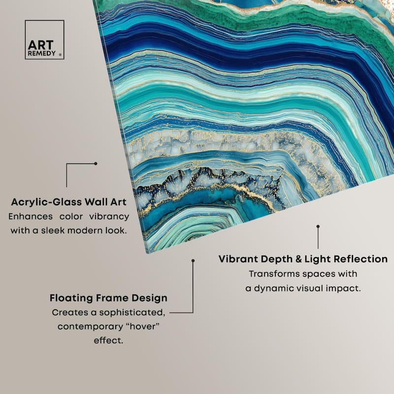 Blue Green Abstract Agate II Acrylic by Art Remedy, Ready to Hang