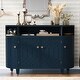 preview thumbnail 1 of 7, Wood Grain Storage Cabinet Snack Table Featuring Four Doors and Adjustable Shelves Living Room Sofa Table Console Tables Blue