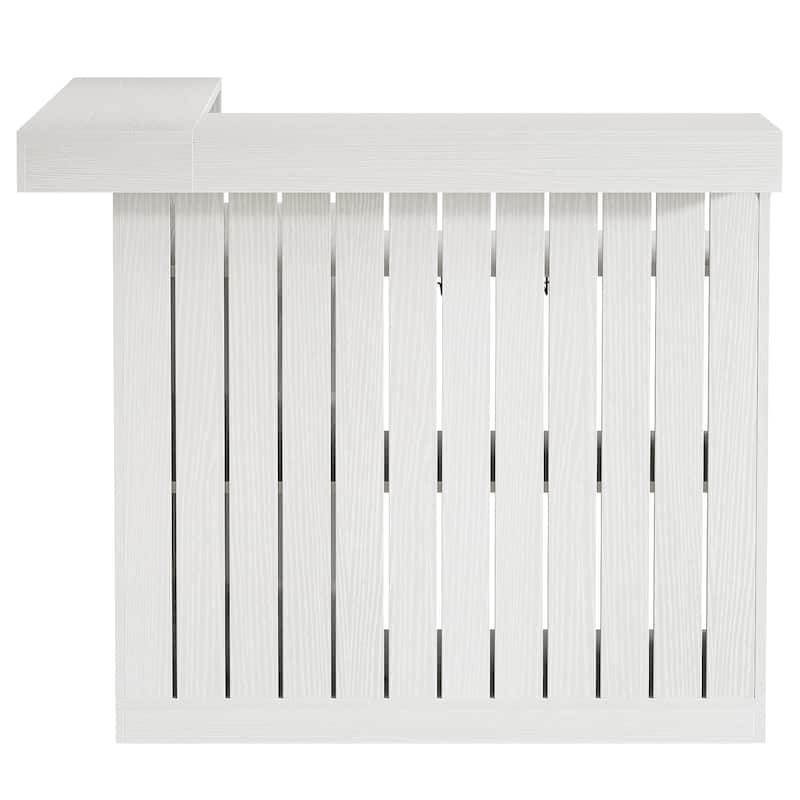 Home Bar Unit, Corner Liquor Bar Table with Storage Shelves & Wine Glass Holder, Pub Reception Accent Cabinet Desk