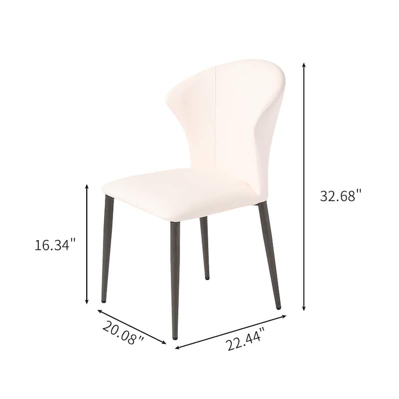 Set of 2 Modern PU Leather Upholstered Dining Chairs Kitchen Chairs with Solid Wood Legs- 20.08"W
