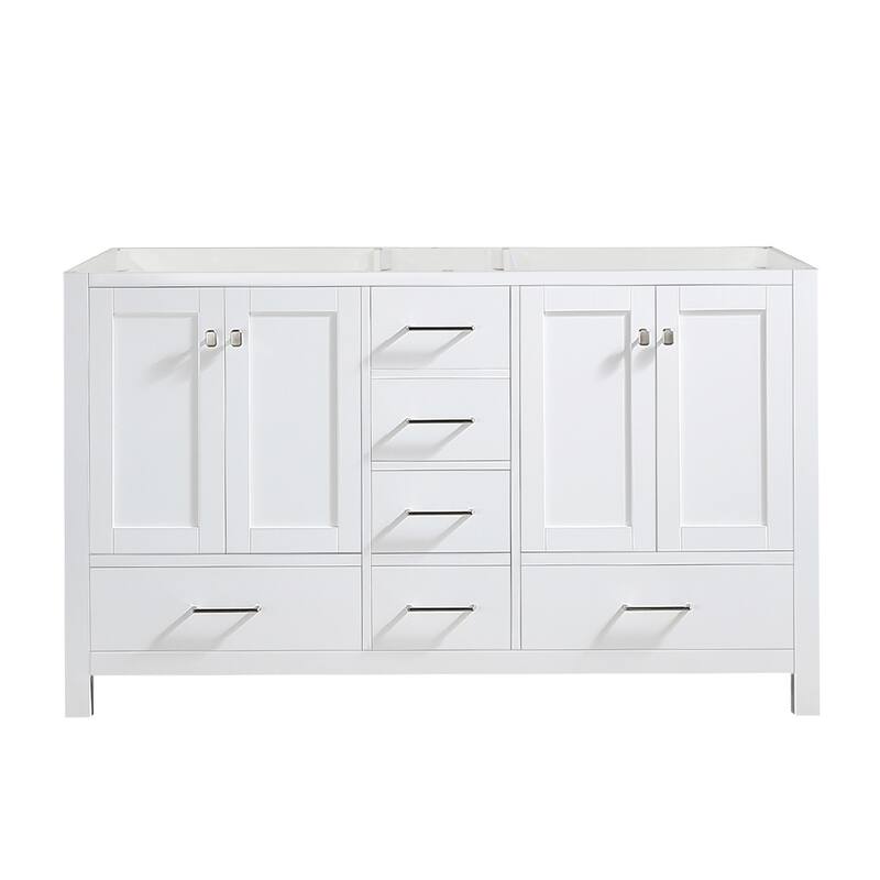 BATHLET 60 inch Quartz Countertop Double Sink Bathroom Vanity Set