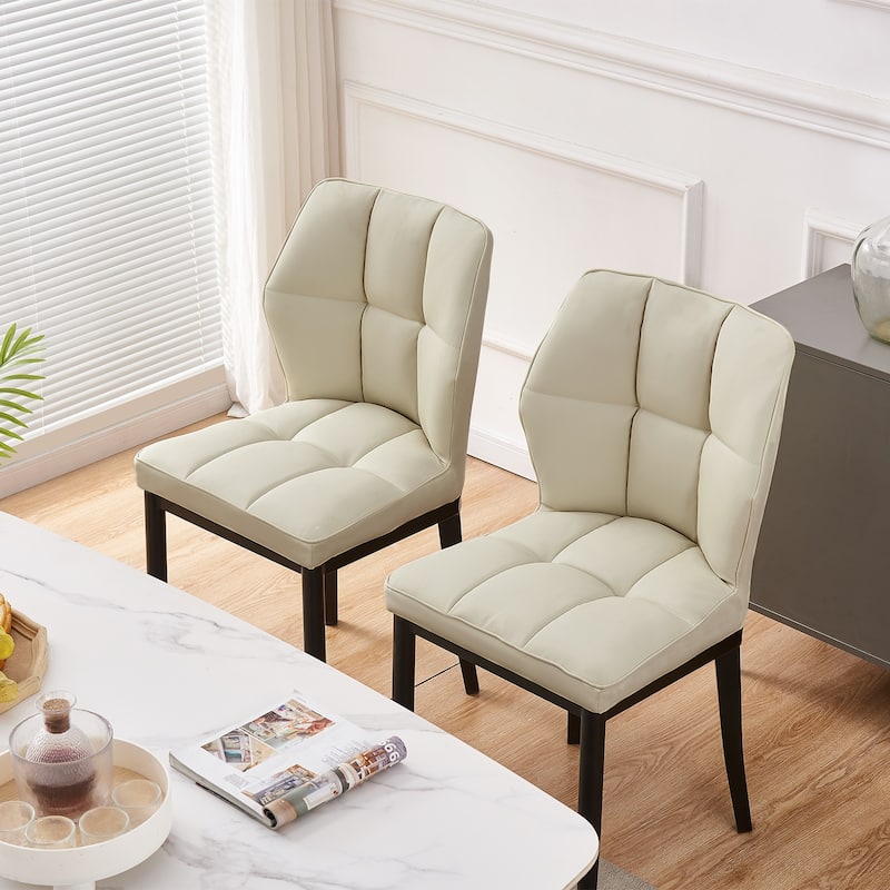 Checkered Faux Leather Upholstered Dining Chairs, Set of 2/4 - 33.7"H x 17.4"W x 17.4"D
